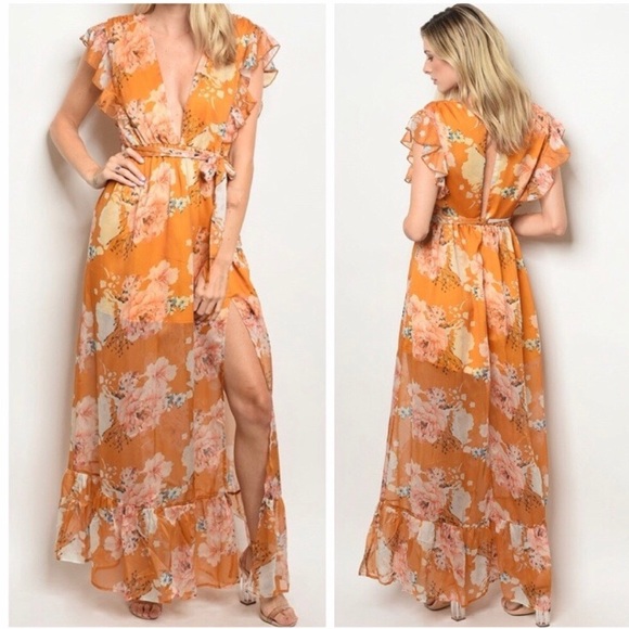 Kala Vella Dresses & Skirts - 🎉 HP🌟 KALA VELLA Maxi Dress Lined Floral Yellow